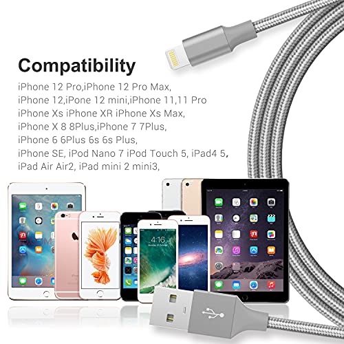 נובטק מכשיר מטען iPhone 3/6/10 ft 3 חבילה, [MFI מוסמך] USB קלוע לכבל ברק, כבל טעינה של אייפון עבור 14 פלוס